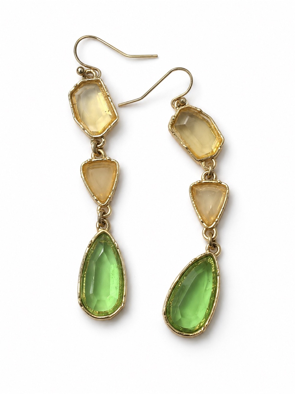 NWOT Elegant Green and Gold Drop Earrings